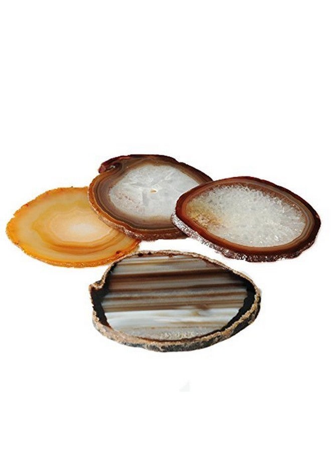 JIC Gem Natural Sliced Agate Coaster With Rubber Bumper Set Of 4 (3.5-4", Natural) - Image 4