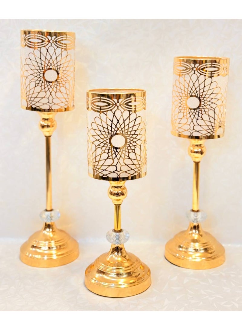 حامل شموع كريستالي فضي لقطع مركزية طويلة من 3 قطع، حامل شمعدان طويل للمدفأة، قطع مركزية لطاولة الزفاف وتناول الطعام