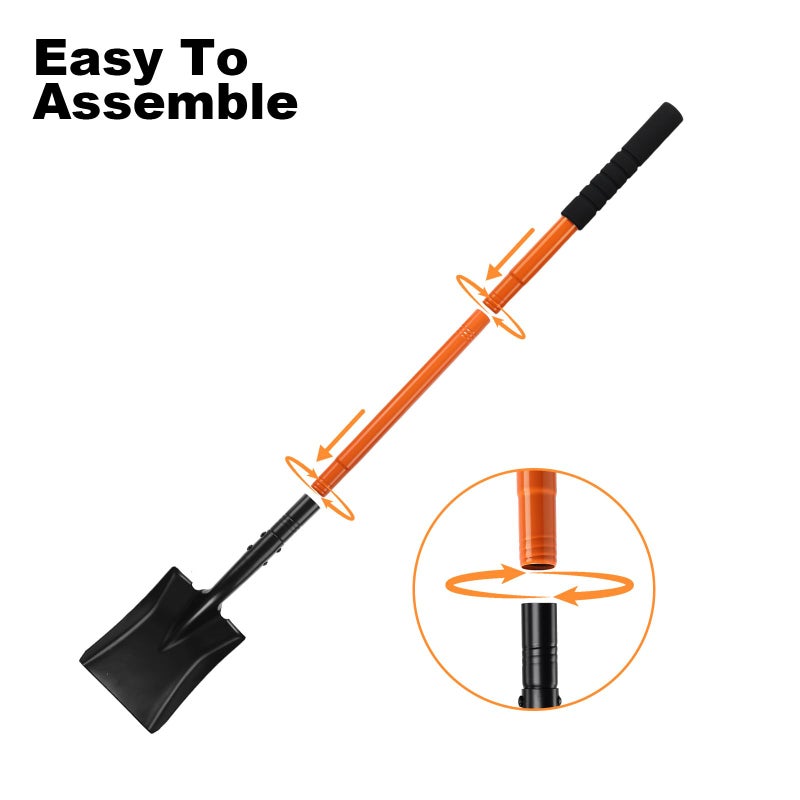 Pragmatist Small Square Shovel 43.3Inches Small Shovel with Metal Handle Garden Tool for Camping Farming Gardening Digging, Orange - Image 5
