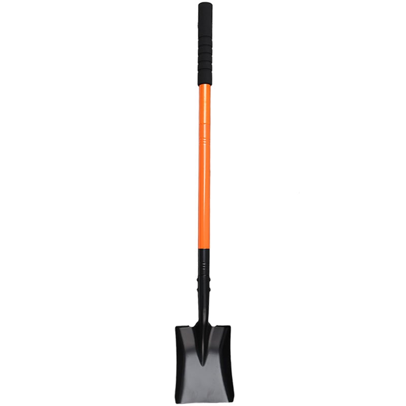Pragmatist Small Square Shovel 43.3Inches Small Shovel with Metal Handle Garden Tool for Camping Farming Gardening Digging, Orange - Image 1