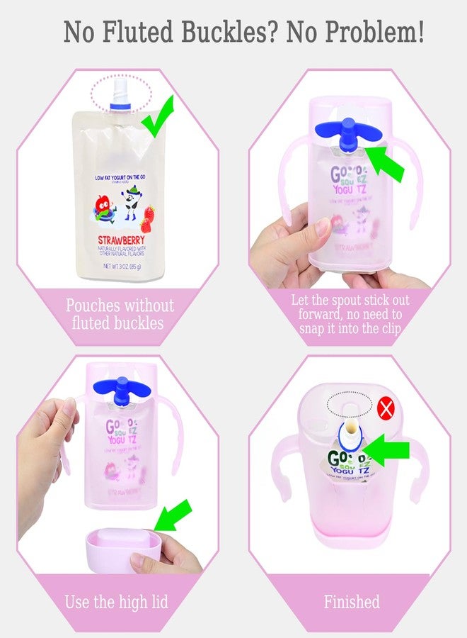 MOMUSE Dual-Lid Squeeze Pouch Holder for Food Pouches & Drink Boxes, Baby Pouch Holder with Larger Capacity, Versatile Design for Self-Feeding, Anti-Squeeze Pouch Holder No Spill No Mess, Pink - Image 3