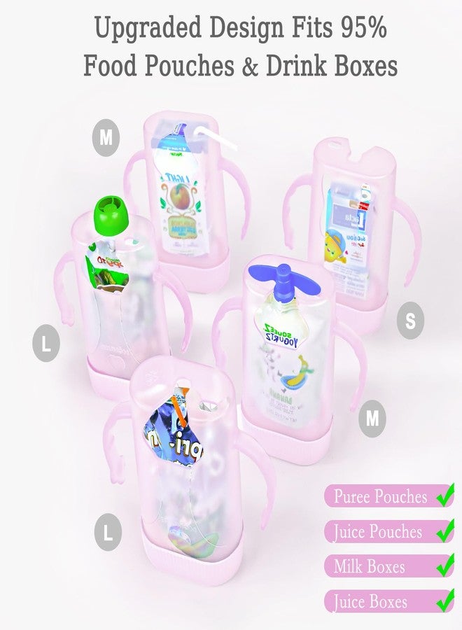 MOMUSE Dual-Lid Squeeze Pouch Holder for Food Pouches & Drink Boxes, Baby Pouch Holder with Larger Capacity, Versatile Design for Self-Feeding, Anti-Squeeze Pouch Holder No Spill No Mess, Pink - Image 4