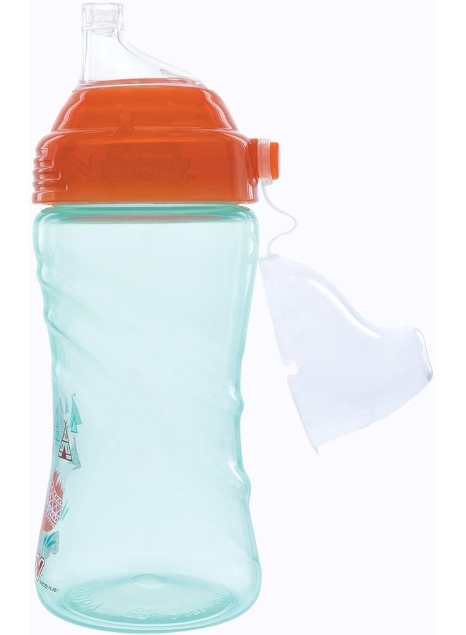 Nuby 2 Pack No Spill Printed Thirsty Kids No-Spill Sip-it Sport Cup with Soft Spout and Lid - 12oz, 12+ Months, 2 Pack, Blue Rocket & Aqua Fox - Image 5