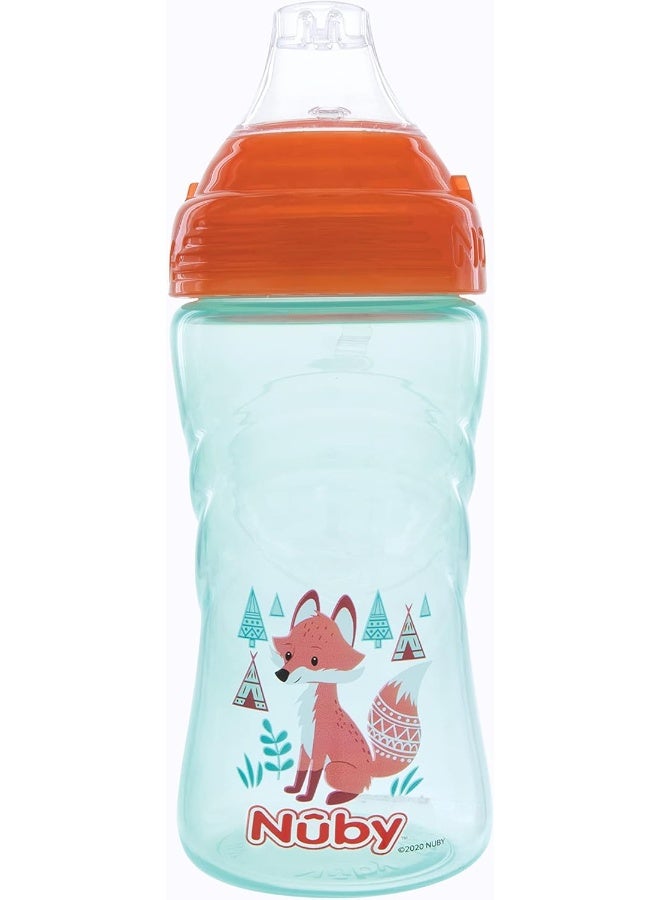 Nuby 2 Pack No Spill Printed Thirsty Kids No-Spill Sip-it Sport Cup with Soft Spout and Lid - 12oz, 12+ Months, 2 Pack, Blue Rocket & Aqua Fox - Image 4