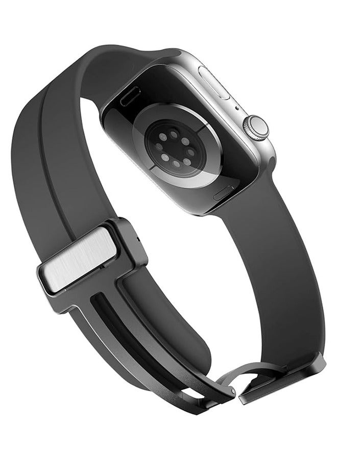 Magnetic for Apple Watch Band 38mm/40mm/41mm iWatch Bands, Magnetic Band D-buckle Silicone Sport Strap Replacement WristBand for Apple Watch SE Series 8/7/6/5/4/3/2/1, Stardust Grey - Image 3