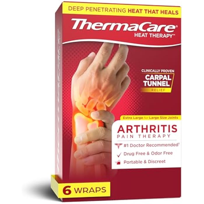 ThermaCare Arthritis Heat Wraps for Joint Pain Relief - Heating Pads for Hands, Wrists, & Knees - 8-Hour Heat Therapy - Flexible, Drug-Free Heat Wraps for Daily Joint Comfort & Support - 6 Count - Image 1