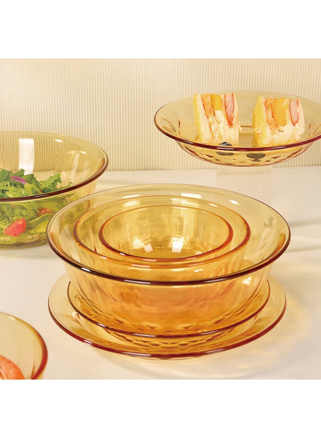 Scybe Glass Bowls, Heat-resistant Glass Bowls For Home Use, Suitable For Rice, Noodles, Salad, And Soup, Los Diamond Pattern, 17cm, Set Of 2 - Image 2