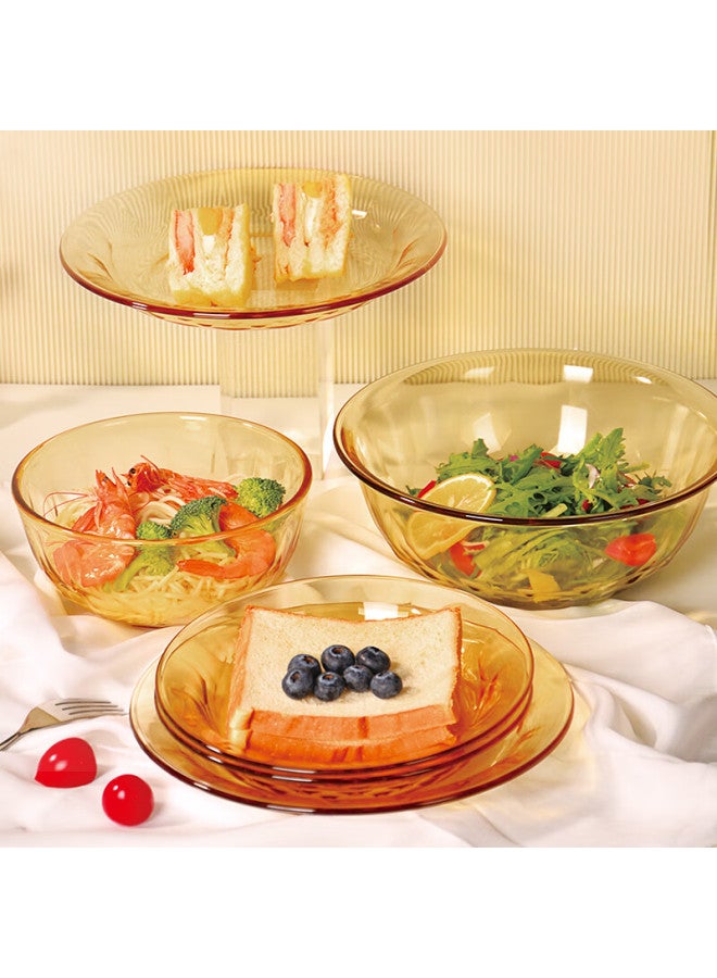 Scybe Glass Bowls, Heat-resistant Glass Bowls For Home Use, Suitable For Rice, Noodles, Salad, And Soup, Los Diamond Pattern, 17cm, Set Of 2 - Image 5