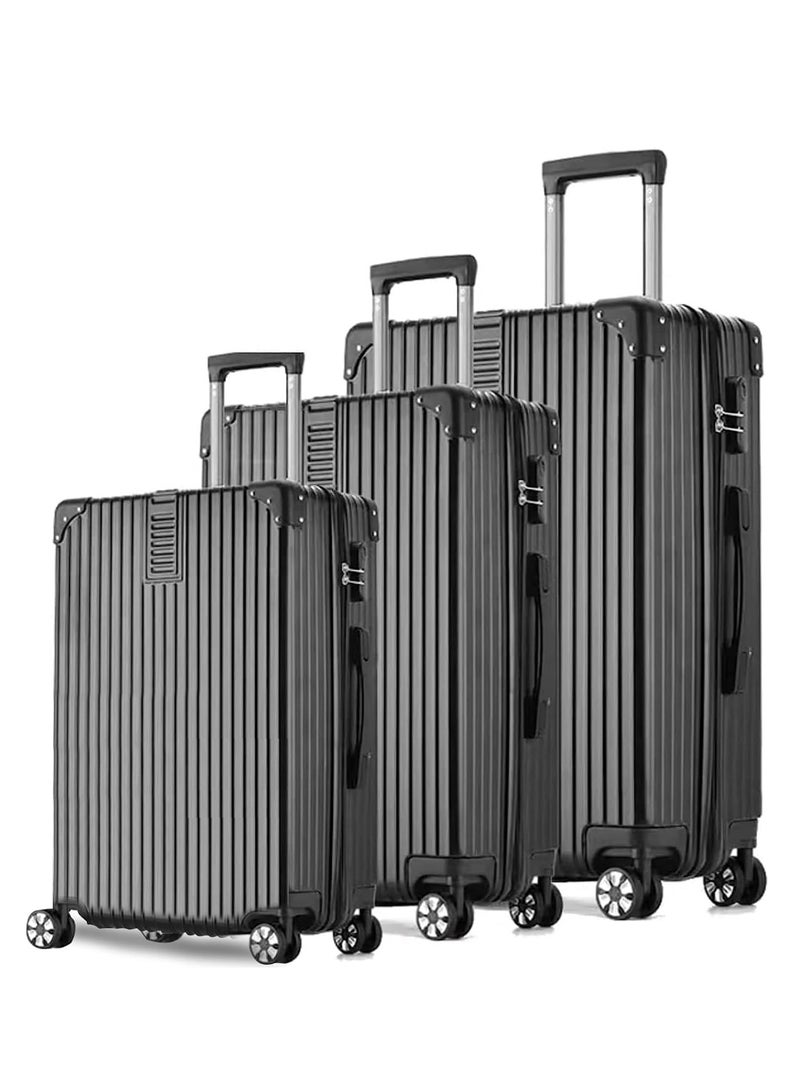 ويمارت مجموعة حقائب سفر مكونة من 3 قطع (20/24/28) بوصة مع عجلات عالمية مصنوعة من مادة البولي كربونات والبلاستيك الصلب المتين ABS بسعر مخفض (أسود) - Image 1