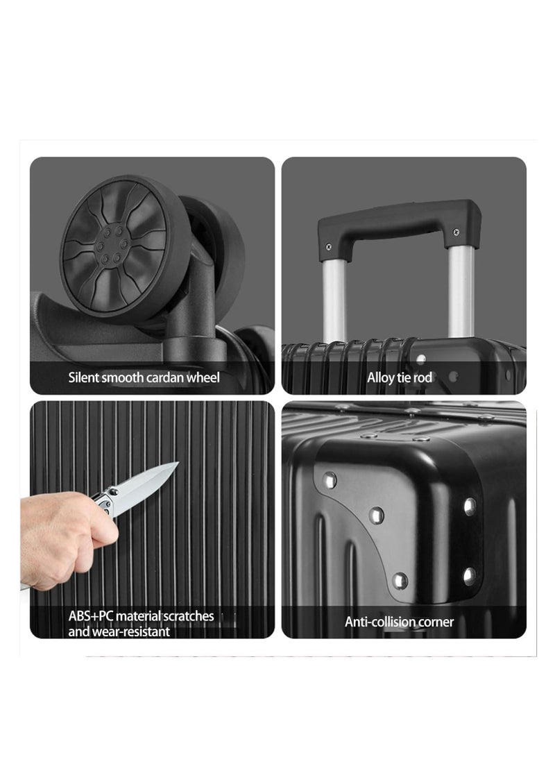 ويمارت مجموعة حقائب سفر مكونة من 3 قطع (20/24/28) بوصة مع عجلات عالمية مصنوعة من مادة البولي كربونات والبلاستيك الصلب المتين ABS بسعر مخفض (أسود) - Image 3
