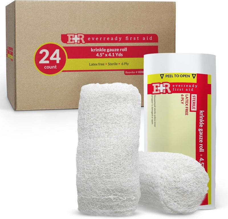 Ever Ready First Aid Sterile Krinkle Kerlix Type 4 12 x 41 Yds Latex Free 6 PLY Gauze Bandage Roll  24 Count - Image 1