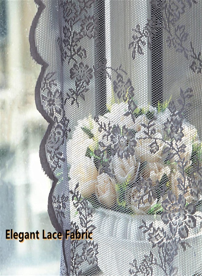 Deeprove ستائر دانتيل ديبروف، طولها 84 بوصة، طقم من لوحتين، لون رمادي شفاف، مطرزة بنقوش زهور، تصميم كلاسيكي، ستائر مزينة بكشكشة لغرفة النوم/المطبخ، جيب للعمود، عرض 57 بوصة × طول 84 بوصة - Image 5