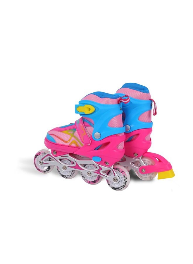 Endless EL1027 Inline Adjustable Skates Medium Size 34 EUR (UK 1.5) - 38 EUR (UK 5) for 6 to 12 Years | Pink, Blue | Aluminium Chassis and 70 mm PU Wheels | All Wheels Flash, ABEC 7 Bearings - Image 2