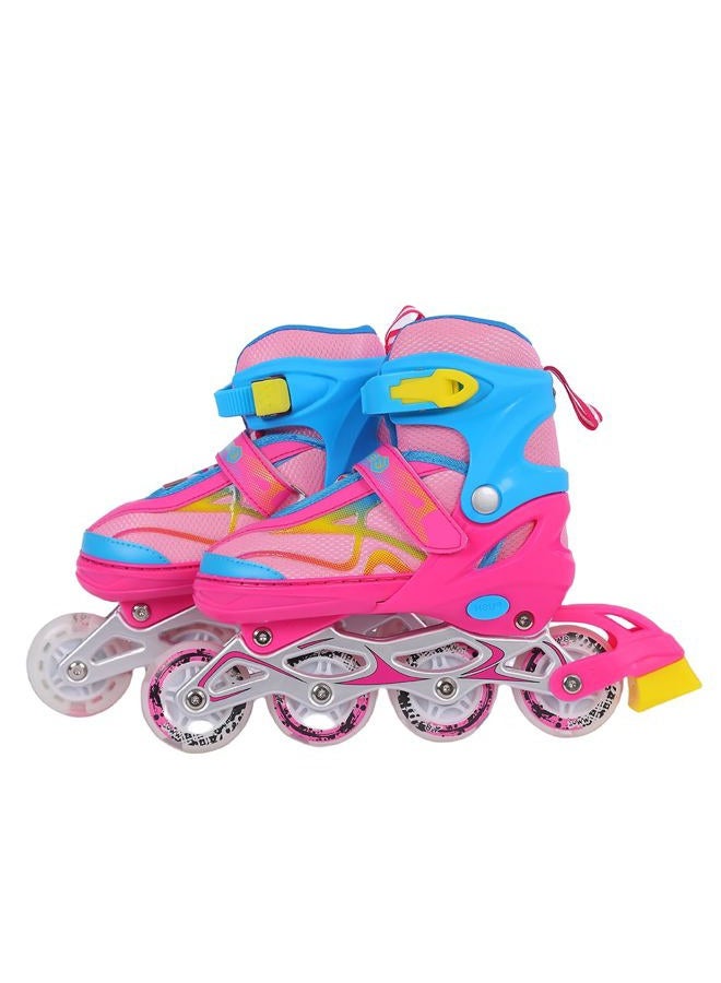Endless EL1027 Inline Adjustable Skates Medium Size 34 EUR (UK 1.5) - 38 EUR (UK 5) for 6 to 12 Years | Pink, Blue | Aluminium Chassis and 70 mm PU Wheels | All Wheels Flash, ABEC 7 Bearings - Image 1