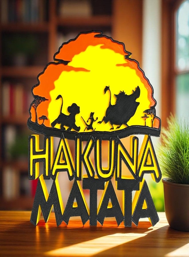 HOBIGO 3D Hakuna Matata Lion King Theme Table Top | Dsney Inspired Desk Showpiece | Simba Timon Pumbaa Logo Decor for Kids & Lion King Fans - Image 3