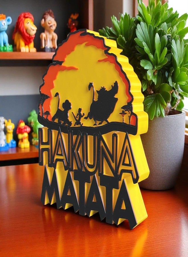 HOBIGO 3D Hakuna Matata Lion King Theme Table Top | Dsney Inspired Desk Showpiece | Simba Timon Pumbaa Logo Decor for Kids & Lion King Fans - Image 2