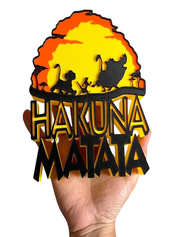 HOBIGO 3D Hakuna Matata Lion King Theme Table Top | Dsney Inspired Desk Showpiece | Simba Timon Pumbaa Logo Decor for Kids & Lion King Fans - Image 4