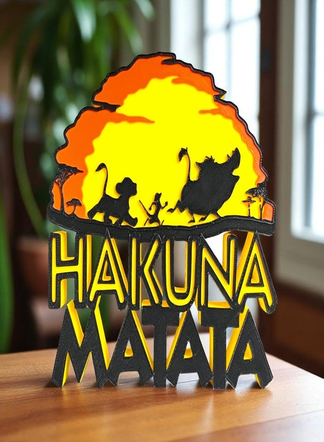 HOBIGO 3D Hakuna Matata Lion King Theme Table Top | Dsney Inspired Desk Showpiece | Simba Timon Pumbaa Logo Decor for Kids & Lion King Fans - Image 1