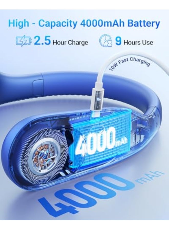 نيبمينينت مروحة عنق محمولة بتصميم خالٍ من الشفرات 360°، تبريد شخصي | لا تتشابك الشعر - مروحة قابلة لإعادة الشحن USB بسعة 4000 مللي أمبير، مثالية للسفر، هدايا عيد الميلاد للرجال، النساء، الأمهات والآباء - Image 4