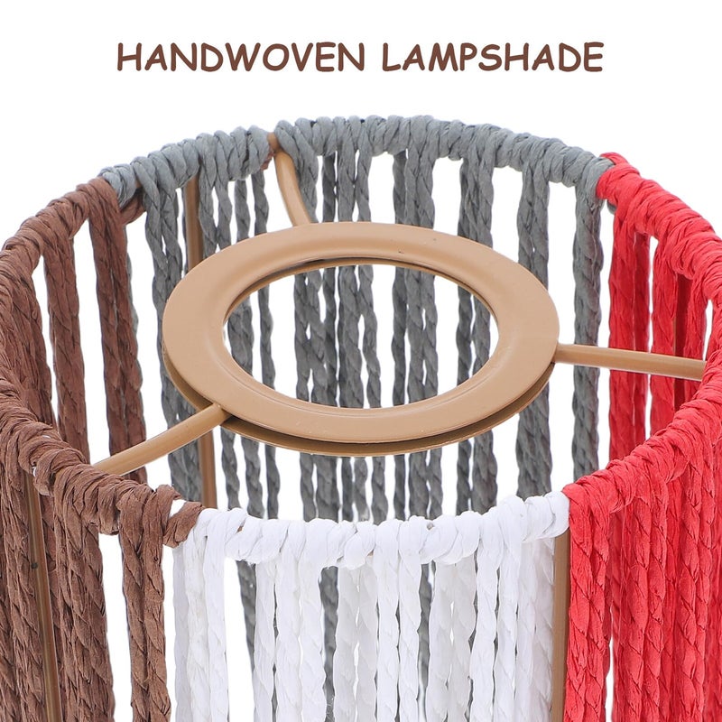 Small Natural Paper Rope Cylinder Lamp Shade For E27 Pendant Light Boho - Image 4