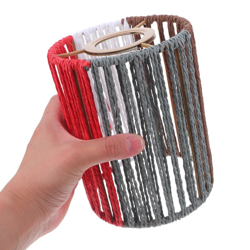 Small Natural Paper Rope Cylinder Lamp Shade For E27 Pendant Light Boho - Image 5