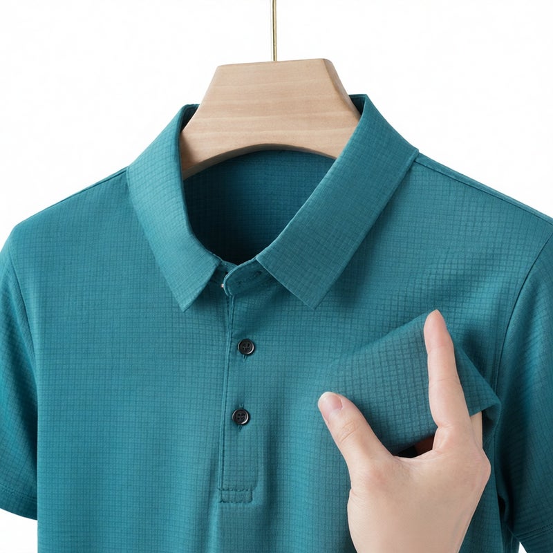 Men's Ice Silk Short Sleeve Casual Shirt Summer Loose Fit Half Sleeve Polo - Image 1