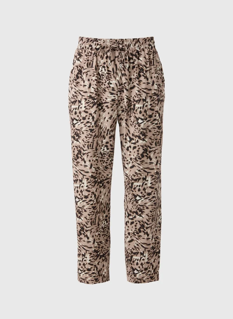 ماتلان Beige Animal Print Tapered Trousers