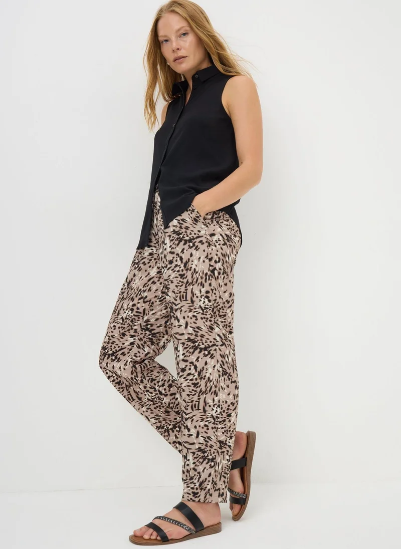 Matalan Beige Animal Print Tapered Trousers