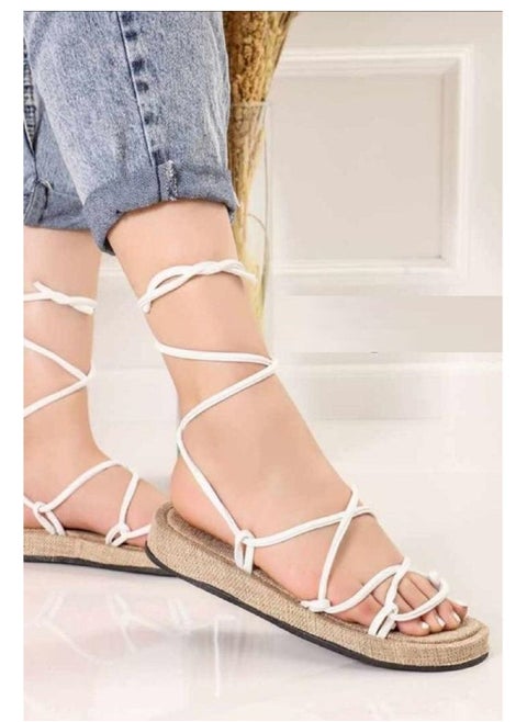 SF-19 Comfortable Sandal With Rope - White