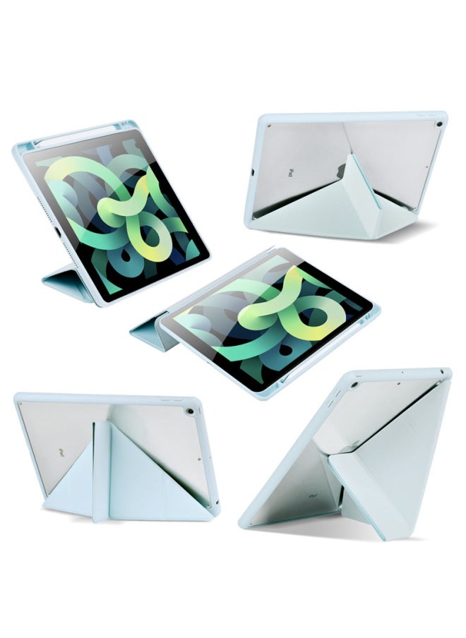 Generic - Suitable For Ipad10.9 Acrylic Y Folding Deformation Protective Case 10.2 Pen Slot Soft Case Leather Case Pro11/12.9 Case-Color:White Ice Blue (deformed)-Applicable Model:2025/2024（M2）air11 - Image 1