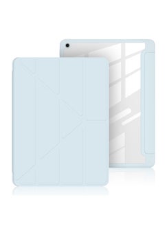 Suitable For Ipad10.9 Acrylic Y Folding Deformation Protective Case 10.2 Pen Slot Soft Case Leather Case Pro11/12.9 Case-Color:White Ice Blue (deformed)-Applicable Model:2025/2024（M2）air11