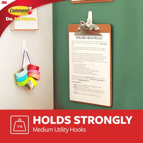 Command Hooks, Indoor Use, Organize Damage-Free, White, 20 hooks, 24 strips (17001-MPES) - Image 3