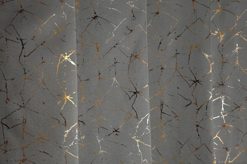 Waco Creation Foil Print Door Curtain 8 Feet Long Set of 2 | Grommet Room Darkening Blackout Curtains for Living Room Office & Home Decor (4 x 8 Feet, Grey) - Image 3