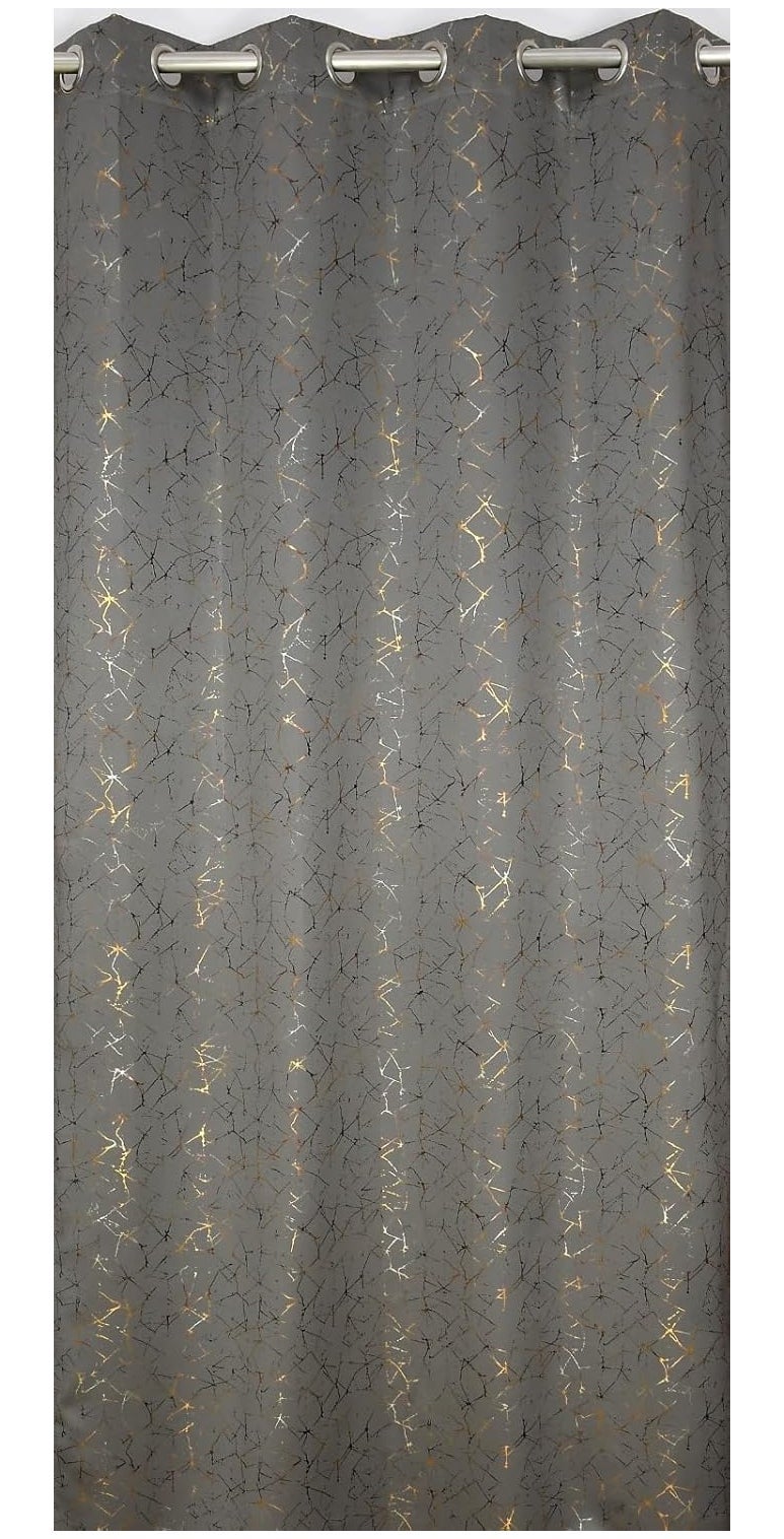Waco Creation Foil Print Door Curtain 8 Feet Long Set of 2 | Grommet Room Darkening Blackout Curtains for Living Room Office & Home Decor (4 x 8 Feet, Grey) - Image 4