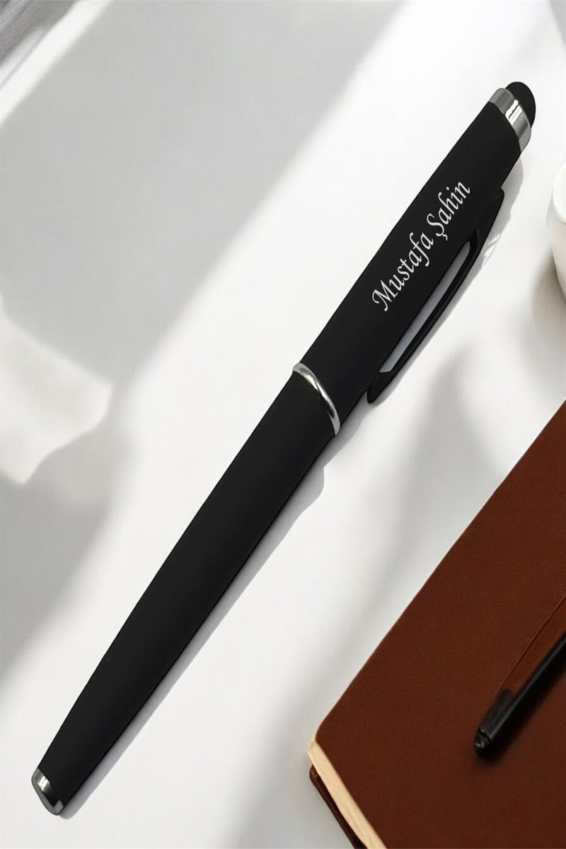 Tusah Metal Rubber Black Rollerball Pen with Touchpad  - Image 3