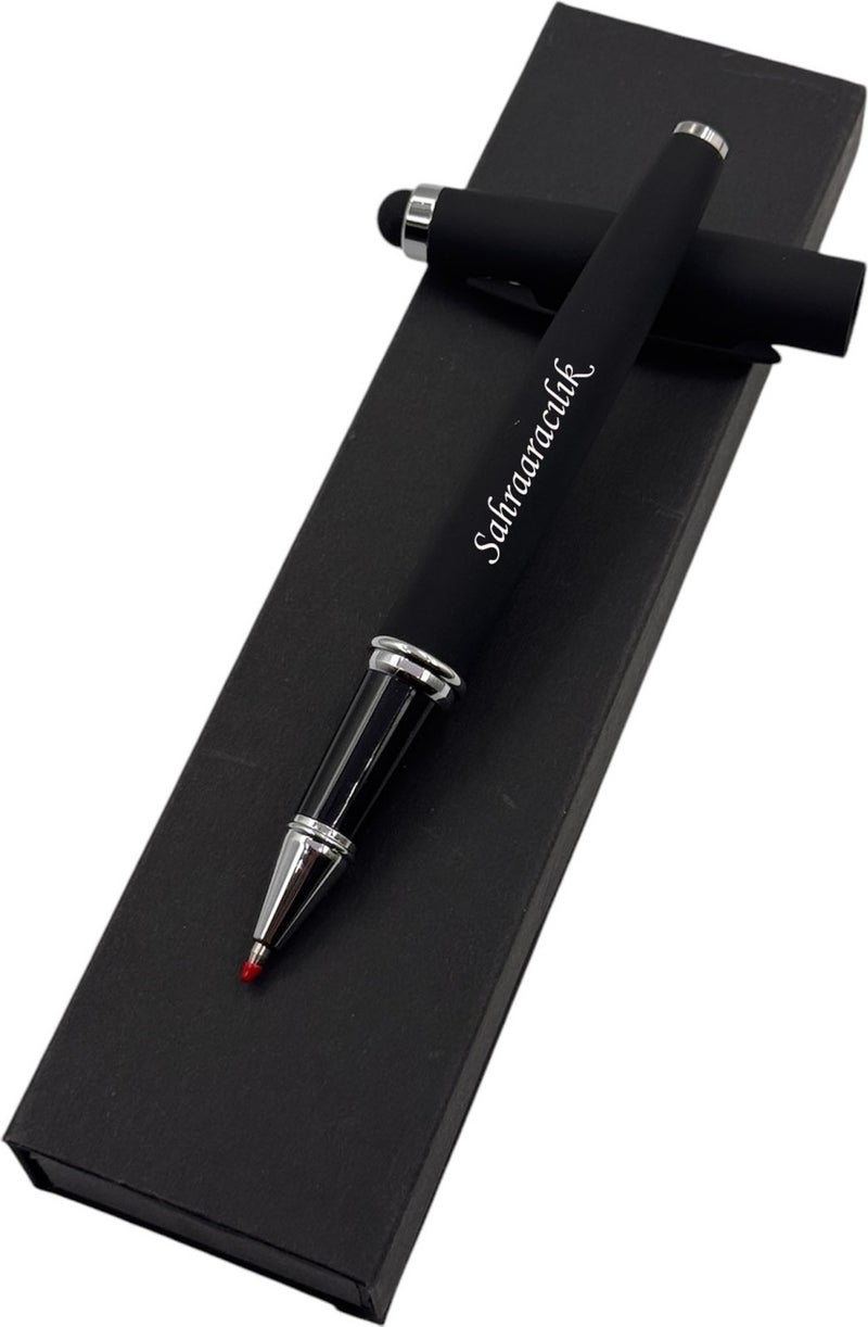 Tusah Metal Rubber Black Rollerball Pen with Touchpad  - Image 1