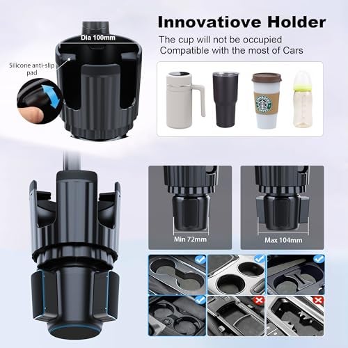 Peastrex Cup Holder Tablet Mount, Ipad Cup Holder Car Mount with Adjustable Arm for Tablet iPhone 3-13in iPad Pro Air Mini, Fire, iPhone 15, Galaxy S24 Z Fold 5 - Image 5