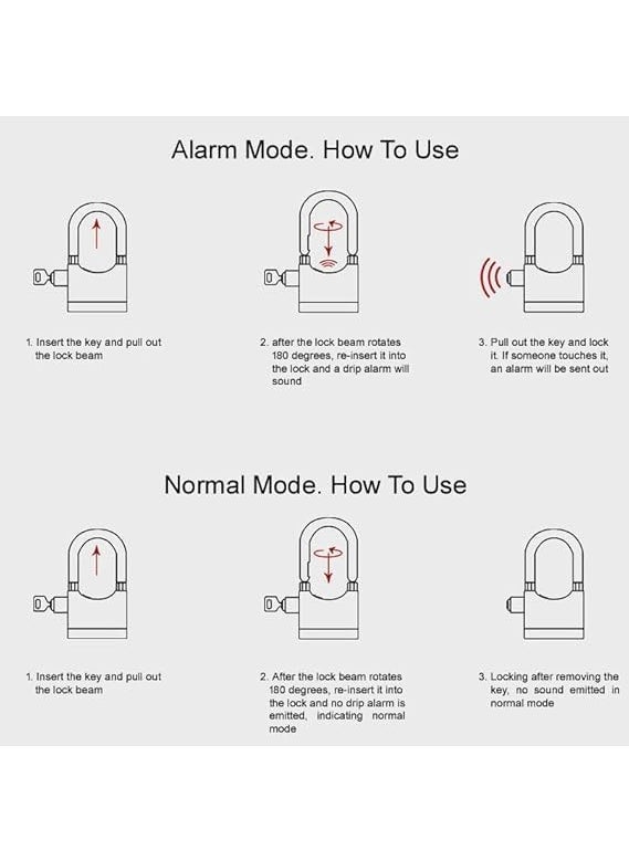 WIB Wib Siren Alarm Padlock Security System Door Motor Bike with Keys Lock Safety Lock  - Image 3