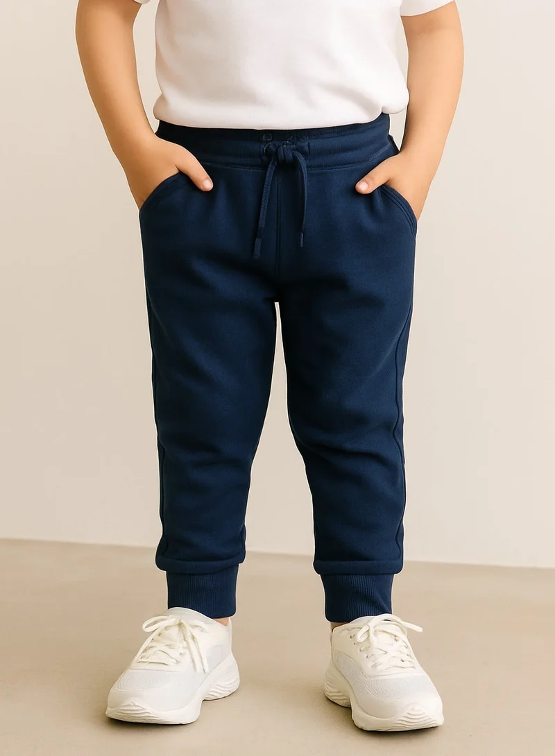 Victor And Jane Boys French Terry Joggers With Drawstring Closure – Navy