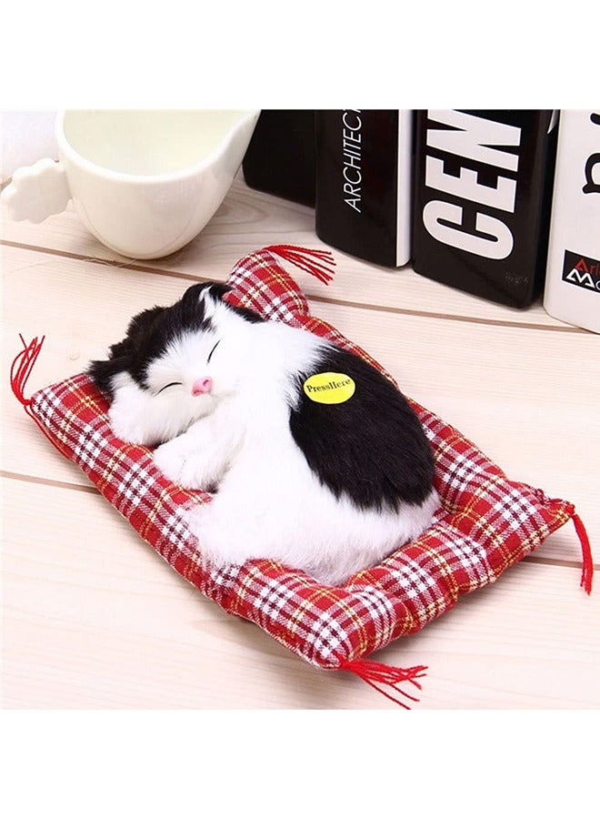 Mini Lovely Simulation Animal Doll Plush Sleeping Cats with Sound Kids Toy - Image 2