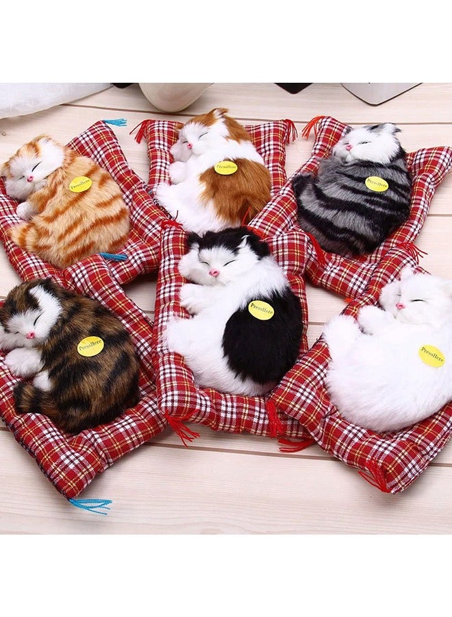 Mini Lovely Simulation Animal Doll Plush Sleeping Cats with Sound Kids Toy - Image 3