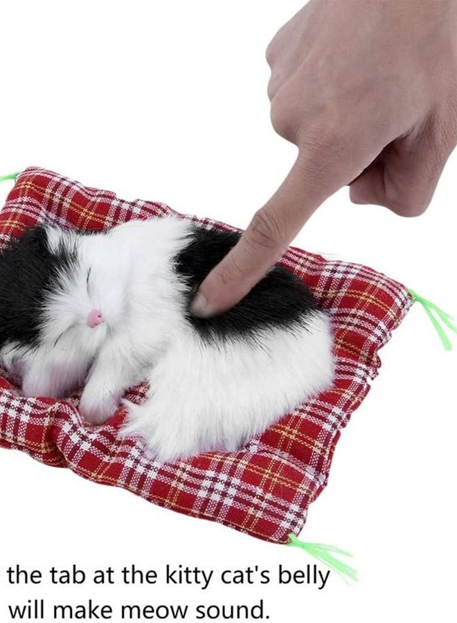 Mini Lovely Simulation Animal Doll Plush Sleeping Cats with Sound Kids Toy - Image 4