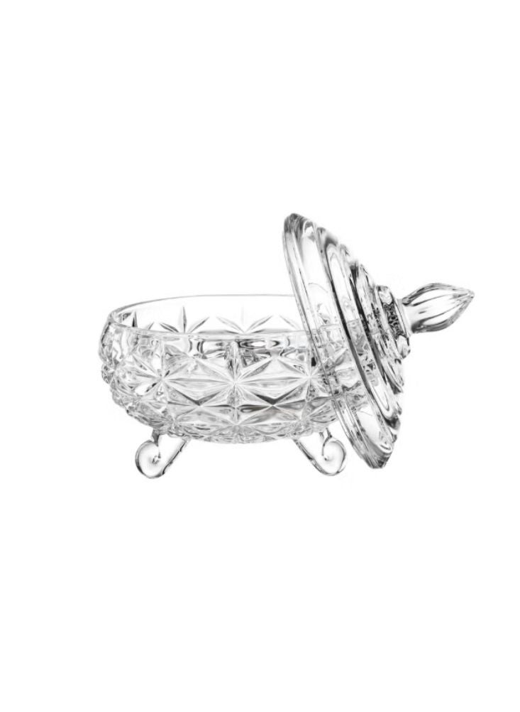 Glass Crystal Candy Jar with Lid – Decorative Glass Storage Bowl 20cm x 17cm - Image 2