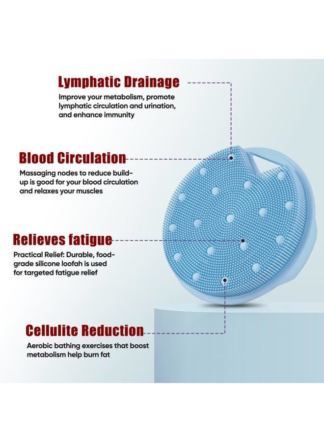 XCRUCC Silicone Body Scrubber - Anti Zinc Infused-Stiff and Soft Bristles,Exfoliating Body Wash Scrubber,Loofah Shower Scrubber for Body,Lymphatic Drainage,Blood Circulation and Lather Well- Azure - Image 2