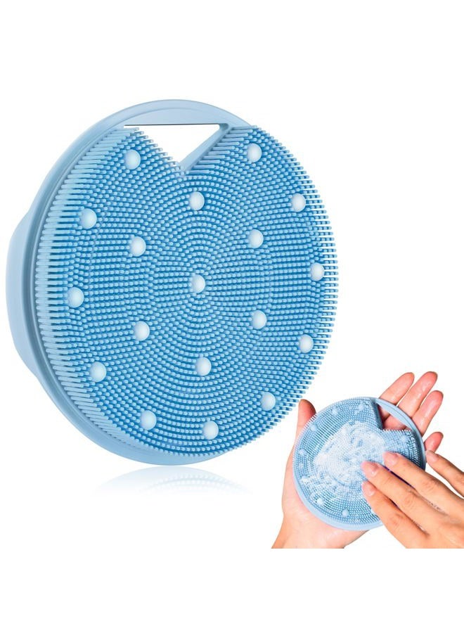 XCRUCC Silicone Body Scrubber - Anti Zinc Infused-Stiff and Soft Bristles,Exfoliating Body Wash Scrubber,Loofah Shower Scrubber for Body,Lymphatic Drainage,Blood Circulation and Lather Well- Azure - Image 1
