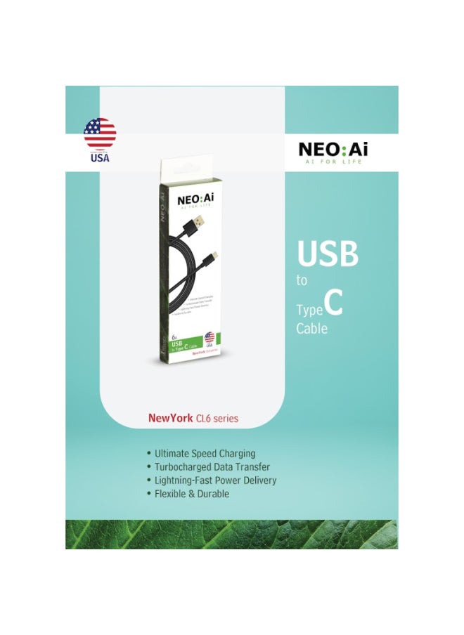NEO:Ai NEO AI Nylon Cable USB-A - Type-C - 6 A - Black - KY1001  - Image 2
