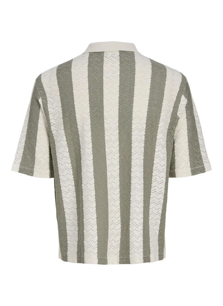 JACK & JONES  Striped Knitted Polo for Men | Best Price UAE