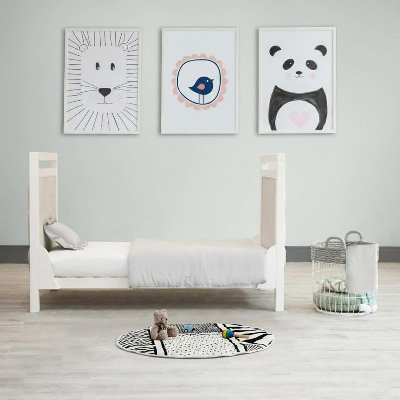 Byrd & Blume Reversible Round Baby Play Mat â€“ Black & White Print/Solid Gray - Image 4