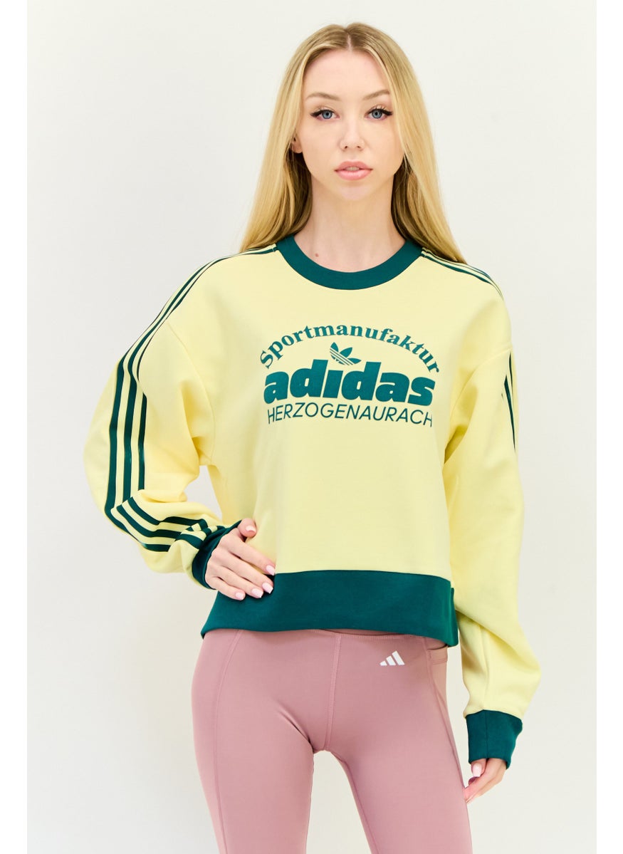 adidas Originals Women Sportswear Fit Long Sleeve Outdoor Sweatshirt, Yellow  - Image 1