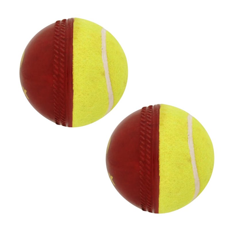 omtex Cricket Swing Ball (Half Tennis) - Cricket Training Ball Size 5.5, Diameter 2.5 cm, Pack of 2 | Ideal for Skill Training & Practice - Image 1